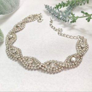 Ankle bracelet Crystal double strand twisted